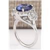 Image 3 : 5.32 CTW Natural Blue Tanzanite And Diamond Ring 14k Solid White Gold