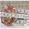 Image 2 : 8.05 CTW Natural Morganite And Diamond Ring 18K Solid White Gold