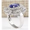 Image 3 : 5.11tw Natural Blue Tanzanite And Diamond Ring 14K Solid White Gold