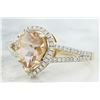 Image 2 : 2.32 CTW Morganite 18K Yellow Gold Diamond Ring
