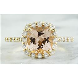 2.32 CTW Morganite 18K Yellow Gold Diamond Ring
