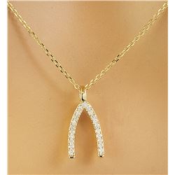 0.11 CTW Diamond 14K Yellow Gold Wishbone Necklace