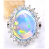 Image 1 : 9.53 CTW Natural Opal 18K Solid White Gold Diamond Ring