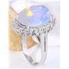 Image 4 : 9.53 CTW Natural Opal 18K Solid White Gold Diamond Ring