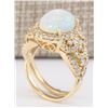 Image 3 : 4.86 CTW Natural Opal And Diamond Ring In 18K Yellow Gold