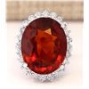 Image 1 : 19.59 CTW Natural Hessonite Garnet And Diamond Ring In 14k White Gold