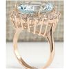 Image 3 : 8.40 CTW Natural Aquamarine And Diamond Ring In 14K Solid Rose Gold
