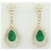 Image 1 : 7.05 CTW Emerald 14K Yellow Gold Diamond Earrings