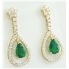 Image 2 : 7.05 CTW Emerald 14K Yellow Gold Diamond Earrings