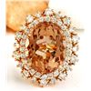 Image 1 : 9.08 CTW Natural Morganite 18K Solid Rose Gold Diamond Ring