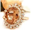 Image 2 : 9.08 CTW Natural Morganite 18K Solid Rose Gold Diamond Ring