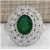 Image 1 : 3.09 CTW Natural Emerald And Diamond Ring In 14K White Gold