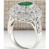 Image 3 : 3.09 CTW Natural Emerald And Diamond Ring In 14K White Gold