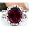 Image 1 : 10.16 CTW Natural Tourmaline 14K Solid White Gold Diamond Ring