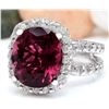 Image 2 : 10.16 CTW Natural Tourmaline 14K Solid White Gold Diamond Ring