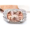 Image 1 : 6.95 CTW Natural Morganite 18K Solid White Gold Diamond Ring