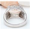 Image 3 : 6.95 CTW Natural Morganite 18K Solid White Gold Diamond Ring