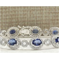12.64 CTW Natural Sapphire And Diamond Bracelet In 18K White Gold