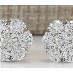 2.80 CTW Natural Diamond Earrings 18K Solid White Gold