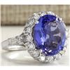 Image 2 : 8.15 CTW Natural Blue Tanzanite And Diamond Ring In 18K White Gold