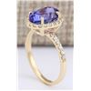 Image 3 : 4.30 CTW Natural Tanzanite And Diamond Ring In 18K Yellow Gold