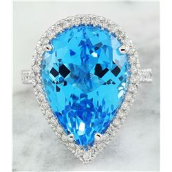 16.65 CTW Topaz 14K White Gold Diamond Ring