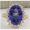 Image 1 : 7.66 CTW Natural Tanzanite And Diamond Ring In 18K Solid Rose Gold