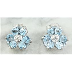 2.61 CTW Aquamarine 18K White Gold Diamond Earrings