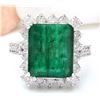 Image 1 : 9.55 CTW Natural Emerald 18K Solid White Gold Diamond Ring