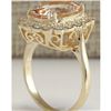 Image 3 : 5.07 CTW Natural Morganite And Diamond Ring 18K Solid Yellow Gold