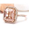 Image 2 : 5.52 CTW Natural Morganite 14K Solid Rose Gold Diamond Ring