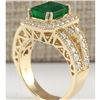 Image 3 : 3.60 CTW Natural Emerald And Diamond Ring In 14K Solid Yellow Gold