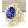 Image 2 : 10.73 CTW Natural Tanzanite And Diamond Ring In 14k Yellow Gold
