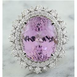 18.58 CTW Kunzite 18K White Gold Diamond Ring