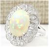 Image 2 : 6.32 CTW Natural Opal And Diamond Ring In 18K White Gold