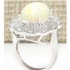 Image 3 : 6.32 CTW Natural Opal And Diamond Ring In 18K White Gold