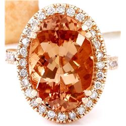 9.81 CTW Natural Morganite 14K Solid Rose Gold Diamond Ring