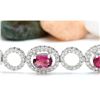 Image 2 : 11.77 CTW Natural Tourmaline 14K Solid White Gold Diamond Bracelet
