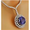 Image 3 : 22.09 CTW Natural Tanzanite 18K Solid White Gold Diamond Necklace