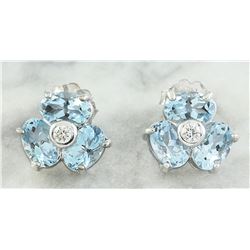 2.61 CTW Aquamarine 14K White Gold Diamond Earrings