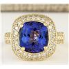 Image 1 : 5.27 CTW Natural Tanzanite And Diamond Ring In 18K Yellow Gold