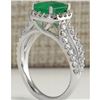 Image 3 : 2.18 CTW Natural Emerald And Diamond Ring 18K Solid White Gold
