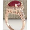 Image 3 : 5.42 CTW Natural Ruby Cabochon And Diamond Ring 14K Solid Rose Gold