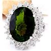 Image 2 : 10.29 CTW Natural Tourmaline 18K Solid White Gold Diamond Ring