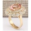 Image 3 : 7.51 CTW Natural Morganite And Diamond Ring In 18K Solid Yellow Gold