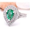 Image 2 : 2.70 CTW Natural Emerald 14K Solid White Gold Diamond Ring