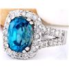 Image 2 : 9.37 CTW Natural Zircon 14K Solid White Gold Diamond Ring