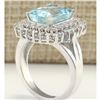 Image 3 : 5.52 CTW Natural Aquamarine And Diamond Ring In 14k Solid White Gold