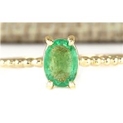 0.80 CTW Natural Emerald Ring In 14k Yellow Gold