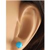 Image 3 : 2.00 CTW Natural Blue Turquoise Earrings 18K Solid Yellow Gold